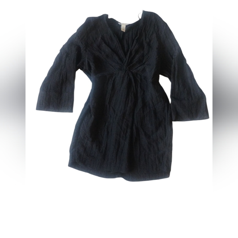 H&M Tie Neck Boho Flowy Fairy Like Holiday Black Women's Dress SZ L